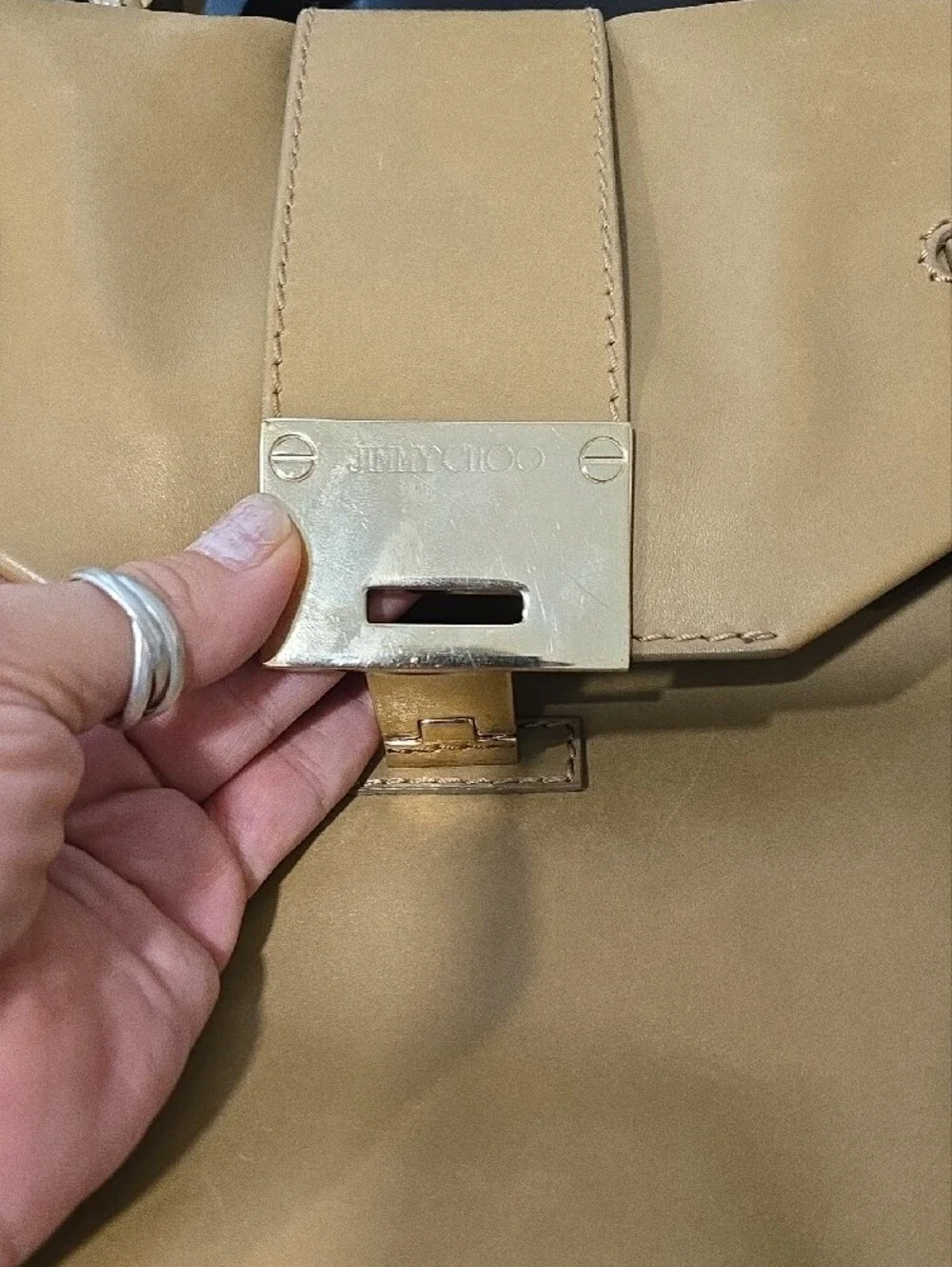 Jimmy Choo Tan Leather Satchel with Gold Hardware